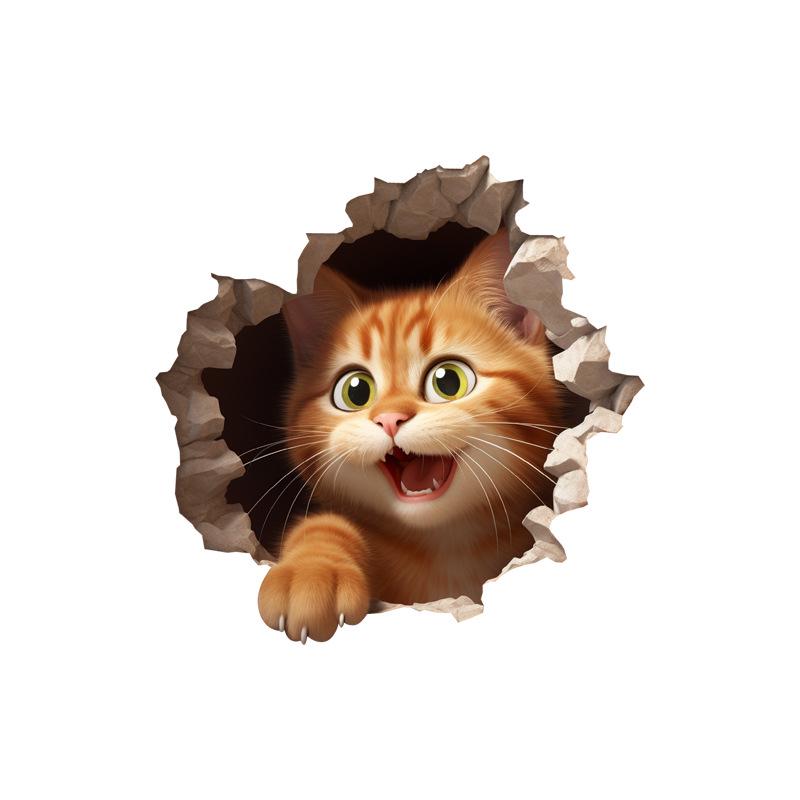 3D Cartoon Mouse & Cat Removable PVC Wall Sticker for Children's Room Decoration