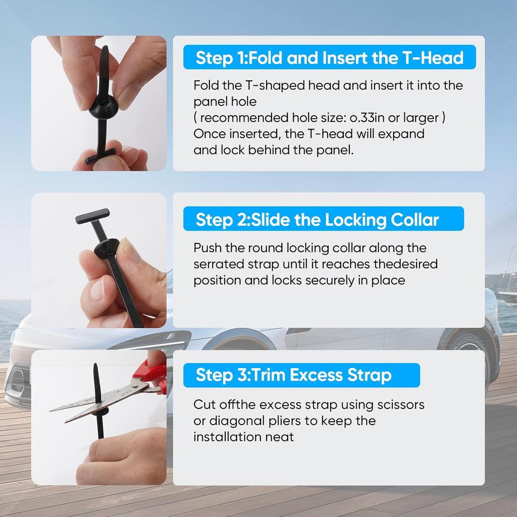 150 Pcs Multifunctional Universal Cable Tie Buckle, Heavy Duty Self-Locking Zip Ties Holder, Snap-Fit Nylon Fastening Clip For Car Repairs, Wire