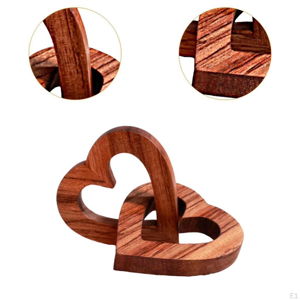 Wooden Heart Pendant Hollow Rustic Wood Decor Ornament for Farmhouse Shelf Living Room Wedding