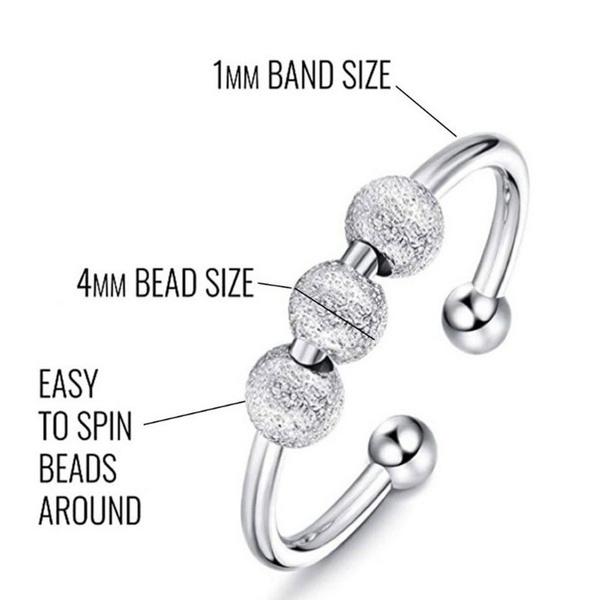 1PC StainlessSteel Ring Fidget Beads Ring Spinner Simulated AnxietyRelief Rings Rotate Freely Anti Stress Toy For Men Women