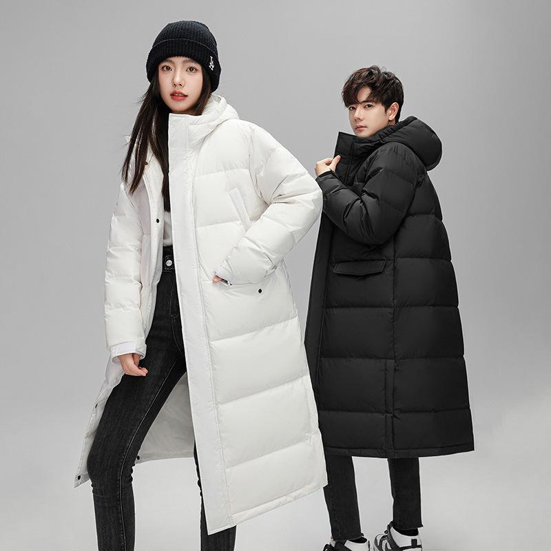Mid-length Down Jacket for Men Winter New Style Comfortable and Warm Solid Color Mid-length Down Jacket White Duck Down for Men and Women