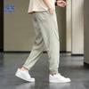 Romon Men's Ice Silk Casual Jogger Pants with Side Splicing