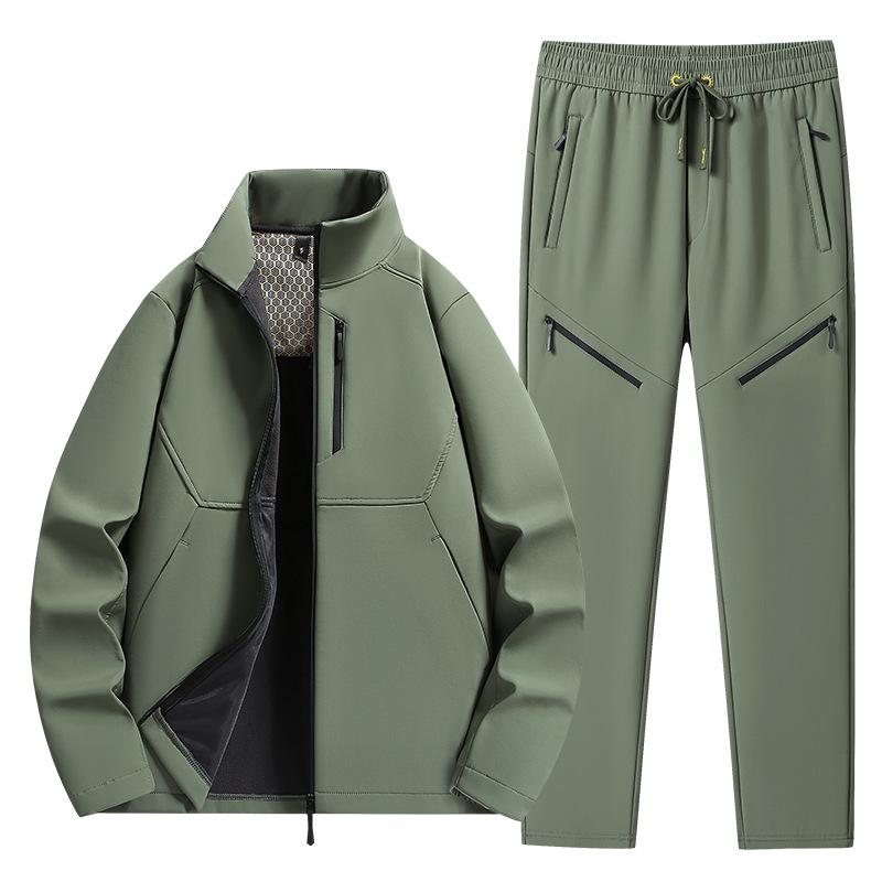Unisex Fleece-Lined Softshell Rain Suit: Warm Winter Two-Piece Set