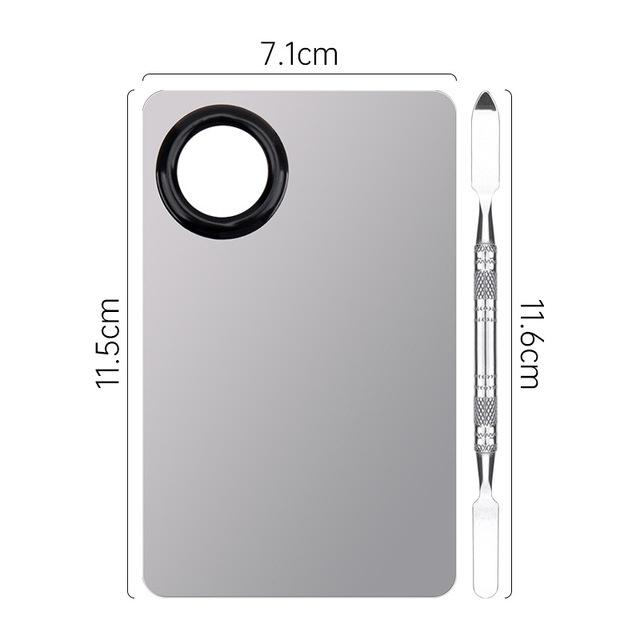 1 Set Stainless Steel Makeup Mixer Nail Polish Mixing Plate Foundation Eyeshadow Mixer Eyeshadow Palette with Spatula Rod