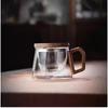 Elegant Glass Pu'er Tea Cup with Bamboo Lid & Wooden Handle