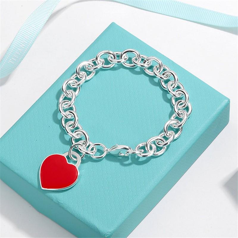Womens Heart Shape Alloy Bracelet With Enamel Charm OT Clasp Ins Style Adjustable Length