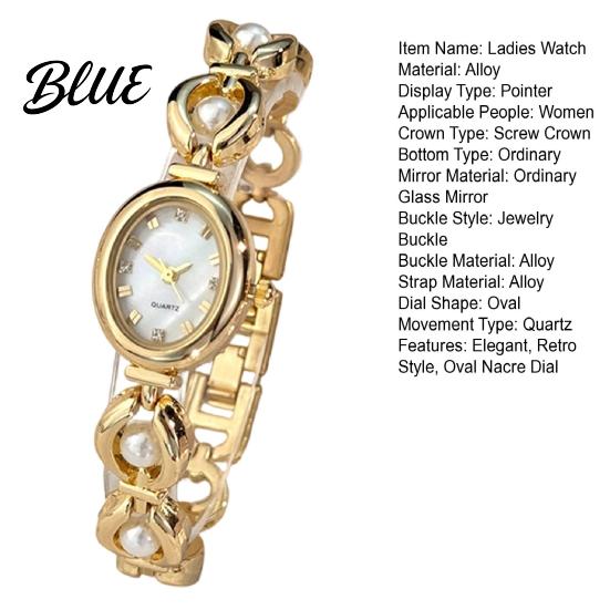 Fashion Chain Strap Watch Ladies Oval Dial Elegant Nacre Surface