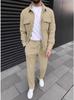 Frühjahr 2025 Herren Corduroy Freizeit Set: Langarm-Hemd mit Kragen & Hose