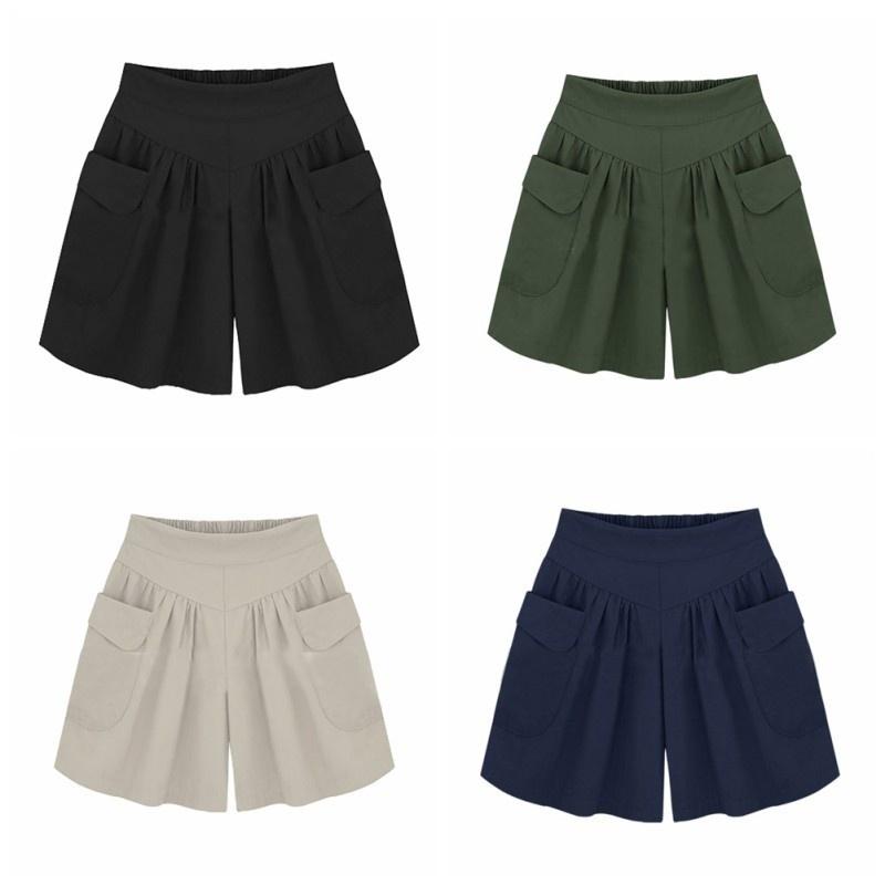 Fashion Women Summer High Waist Short Wide Leg Casual Loose Female