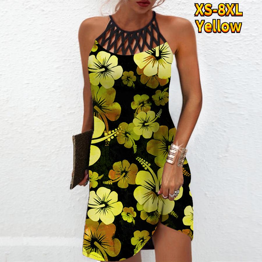 Summer Fashion Sexy Sleeveless Dress Soft Casual 3D Green Flowers Print Dress Sleeveless Sling Dress Summer Suspender Dress
