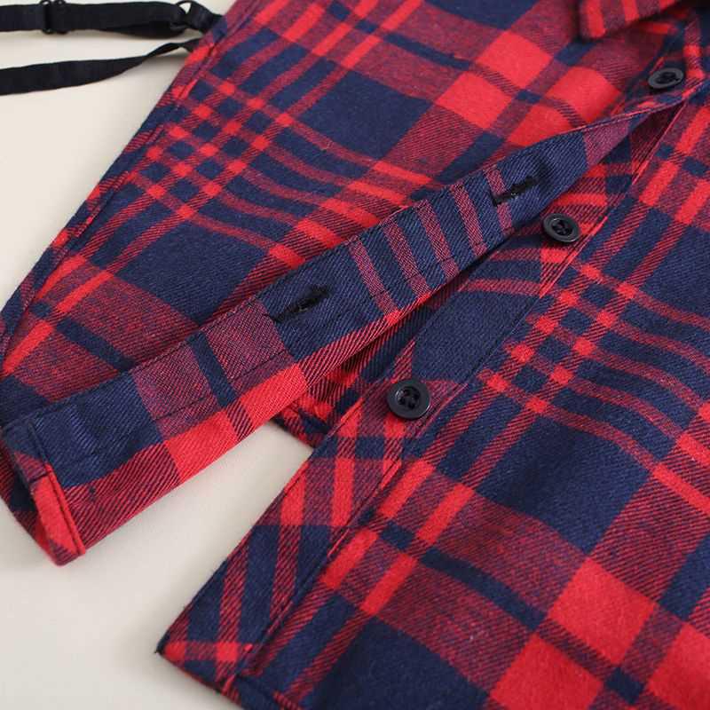 Červený károvaný odnímatelný límec pro dětské svetry a mikiny