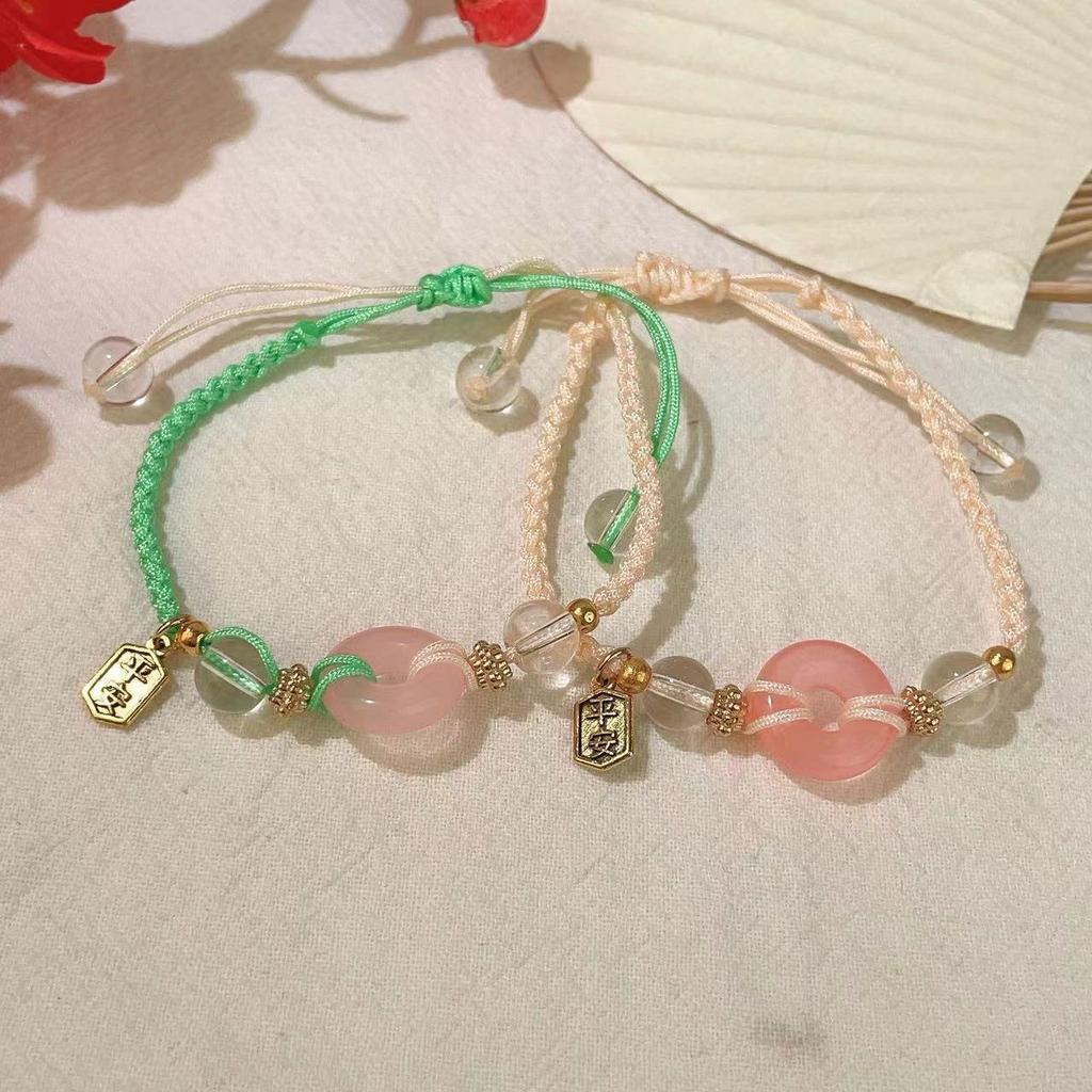 Geometric Summer Pink And Green Peace Knot Bracelet With Appeal Vintage