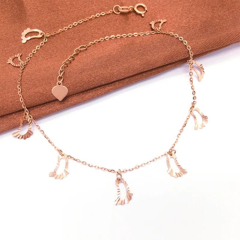 Zijin Cute Little Foot Anklet Small Fresh Car Flower Footprint Fringed Anklet Jewelry