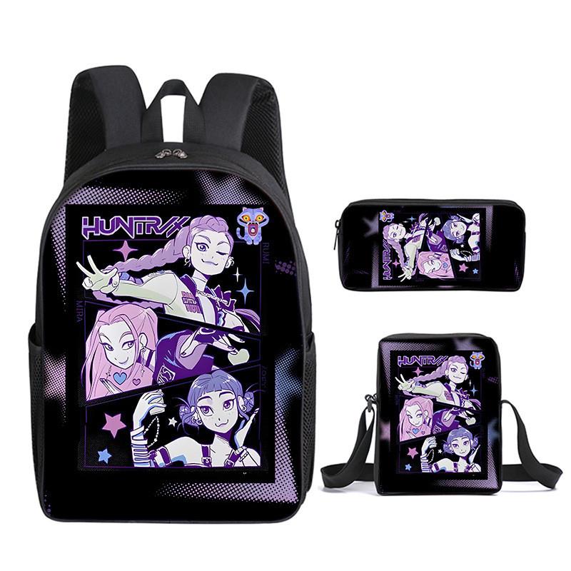 Kpop Demon Hunters School Backpack Set With Oxford Fabric And Air Cushion Straps For Students