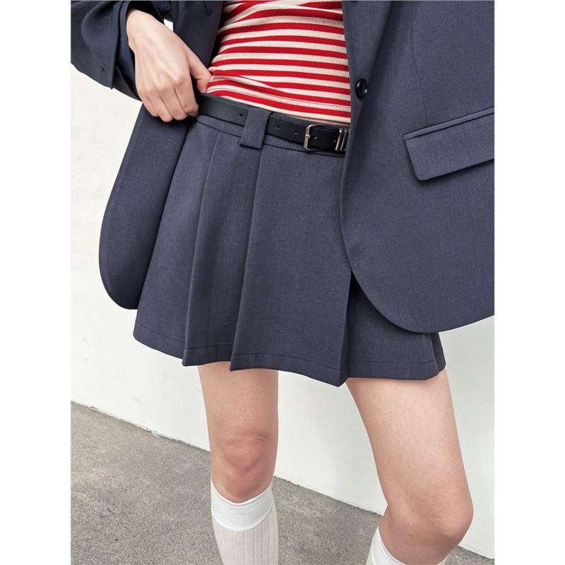 Johnature Korean Casual Suit Two-piece Women Sets Autumn Patchwork Blazer Pleated Skirt Fashion Women Sets