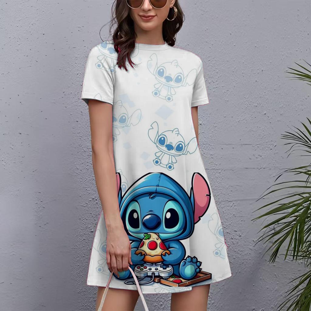 Fashion Printed Loose Women's Versatile Casual Crew Neck Casual Dresses