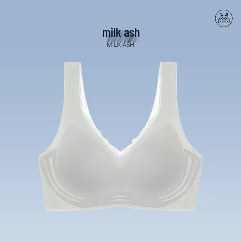 Women's Seamless Ice Silk Bra - Small Bust Support, U-Back Design, Thin Straps, Wireless, Summer Cooling.