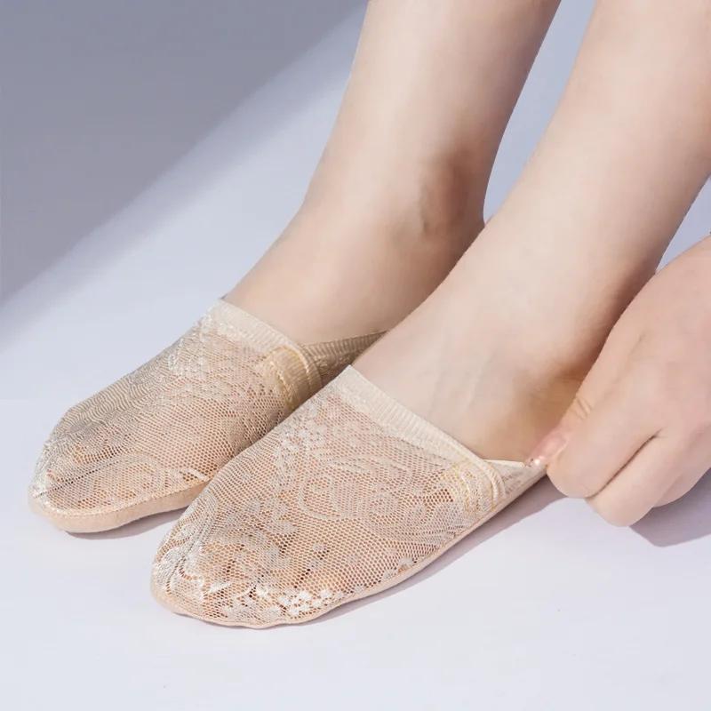 1/2 Paar Mode Damen Mädchen Sommer Socken Stil Spitze Blume Unsichtbare Kurze Socke Rutschfest Unsichtbare Knöchel Sexy Socken Hausschuhe