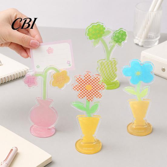 Transparent Card Holder Acrylic Desk Memo Holder, Flower Shaped Photo Display Clip Stand, Home Durable Office Table Number for Cards Paper Note