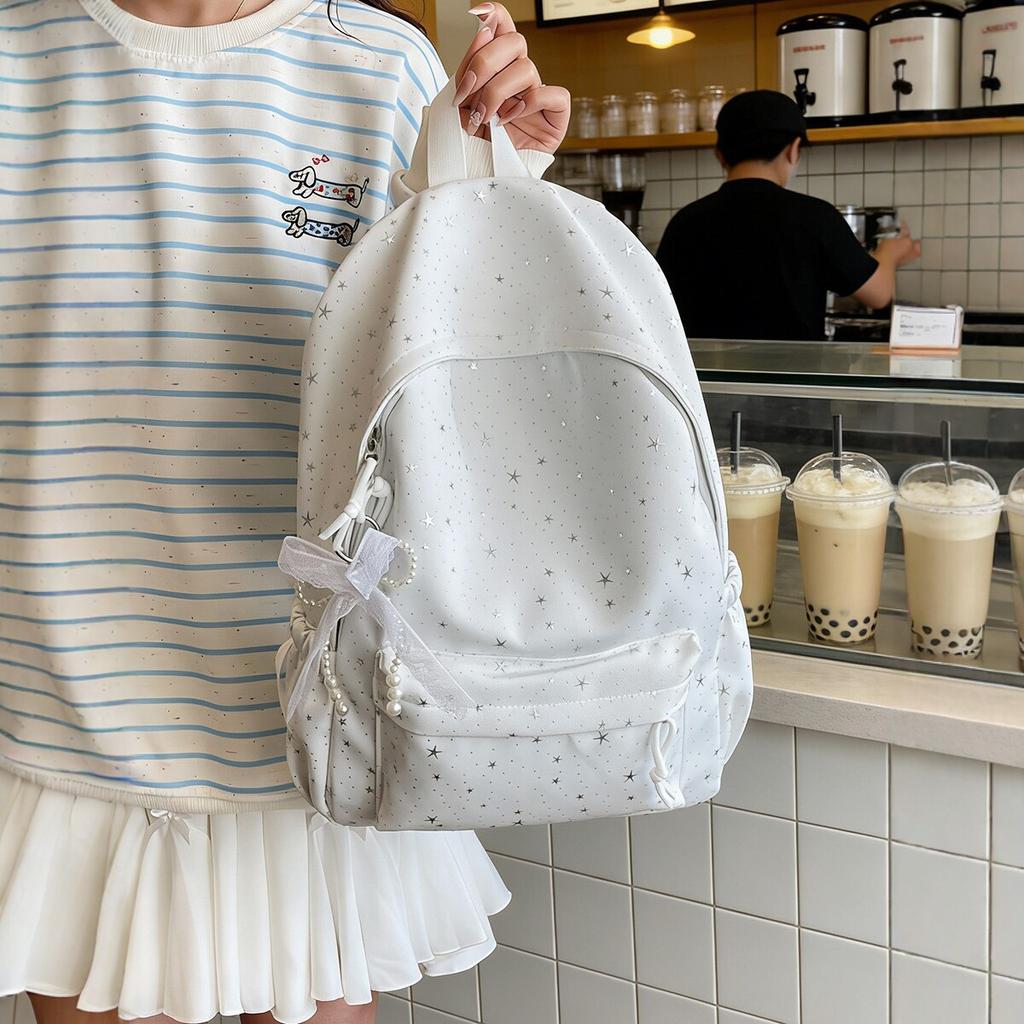 Schoolbag Korean Star Printed Backpack Female Student Large Capacity Light Commuter School Bag High Value Casual Backpack