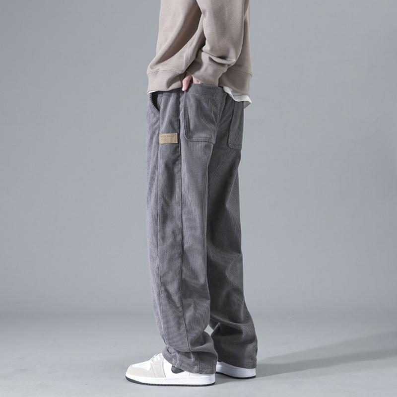 Men's Corduroy Pants: Loose Straight Wide-Leg Sweatpants for Spring & Autumn, Winter Sports Casual Long Trousers
