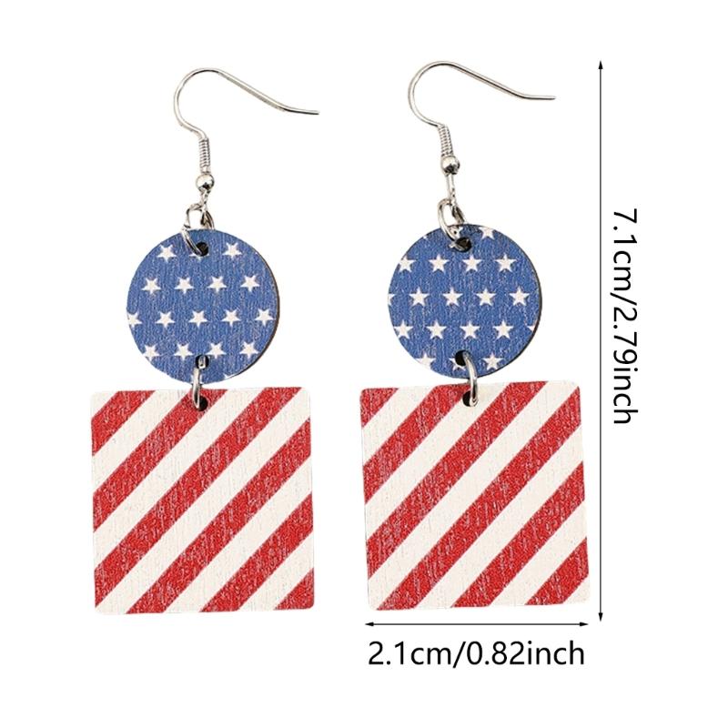 Retro Inspire Portable Earrings with Unique Multiple Layer Print and Flag Sequins Decoratiion for Festive Occasions