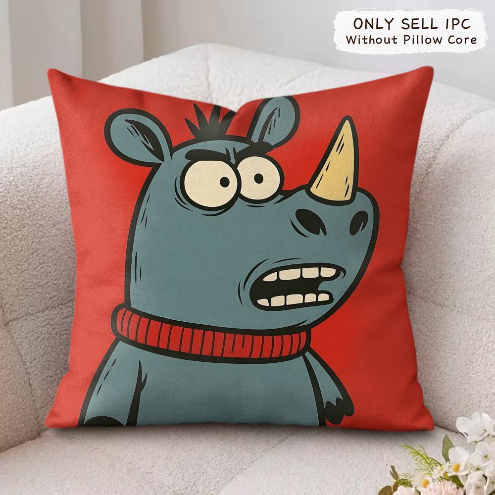 Kids Cartoon Cute Animal Cushion Cover Silky Short Plush Invisible Zipper Dustproof Sofa Pillow Case For Home Decor