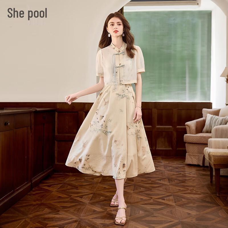 New Chinese Style Printed Two-Piece Outfit M