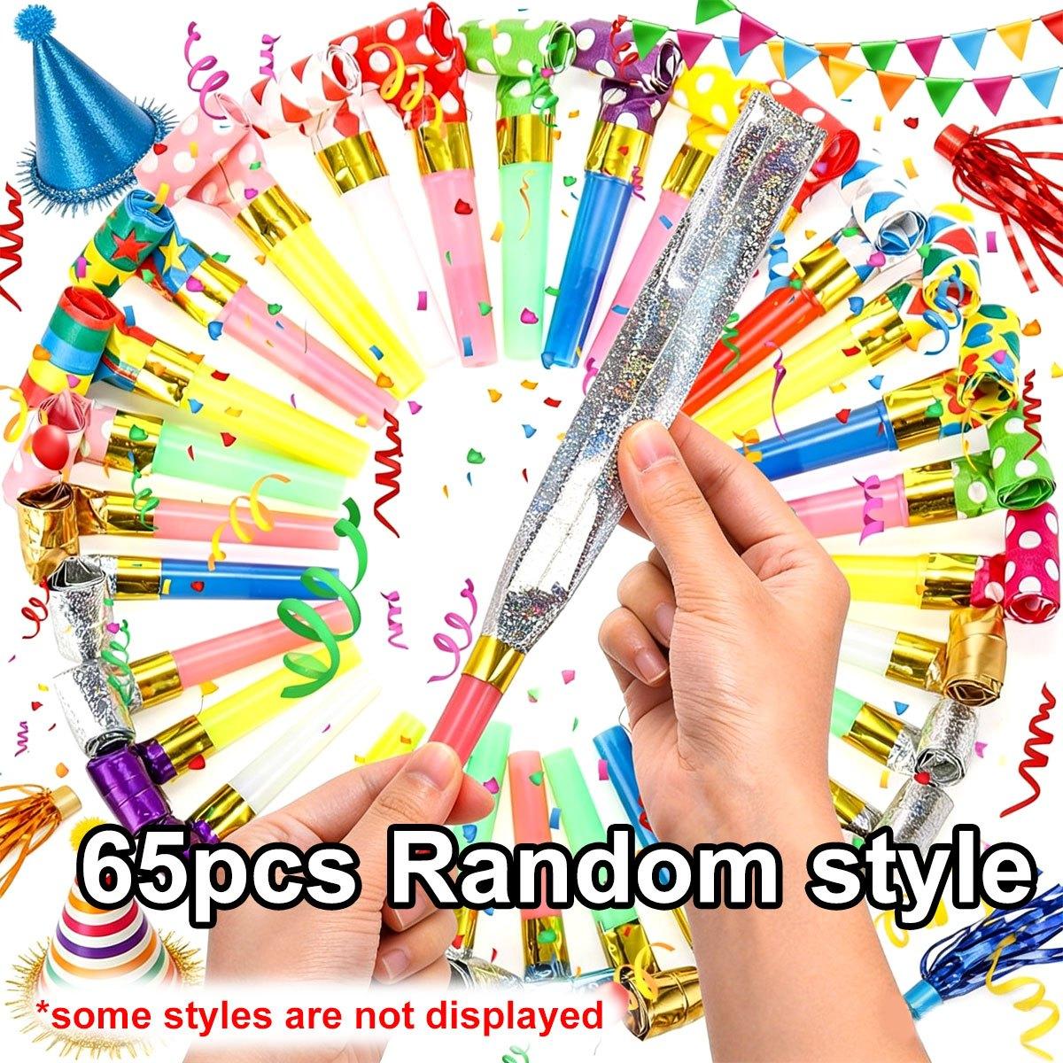 

65Pcs Long Nose Party Whistles - Funny Plastic Blowers, Creative Noise Makers for Celebration, Party Atmosphere Props, ZSY
