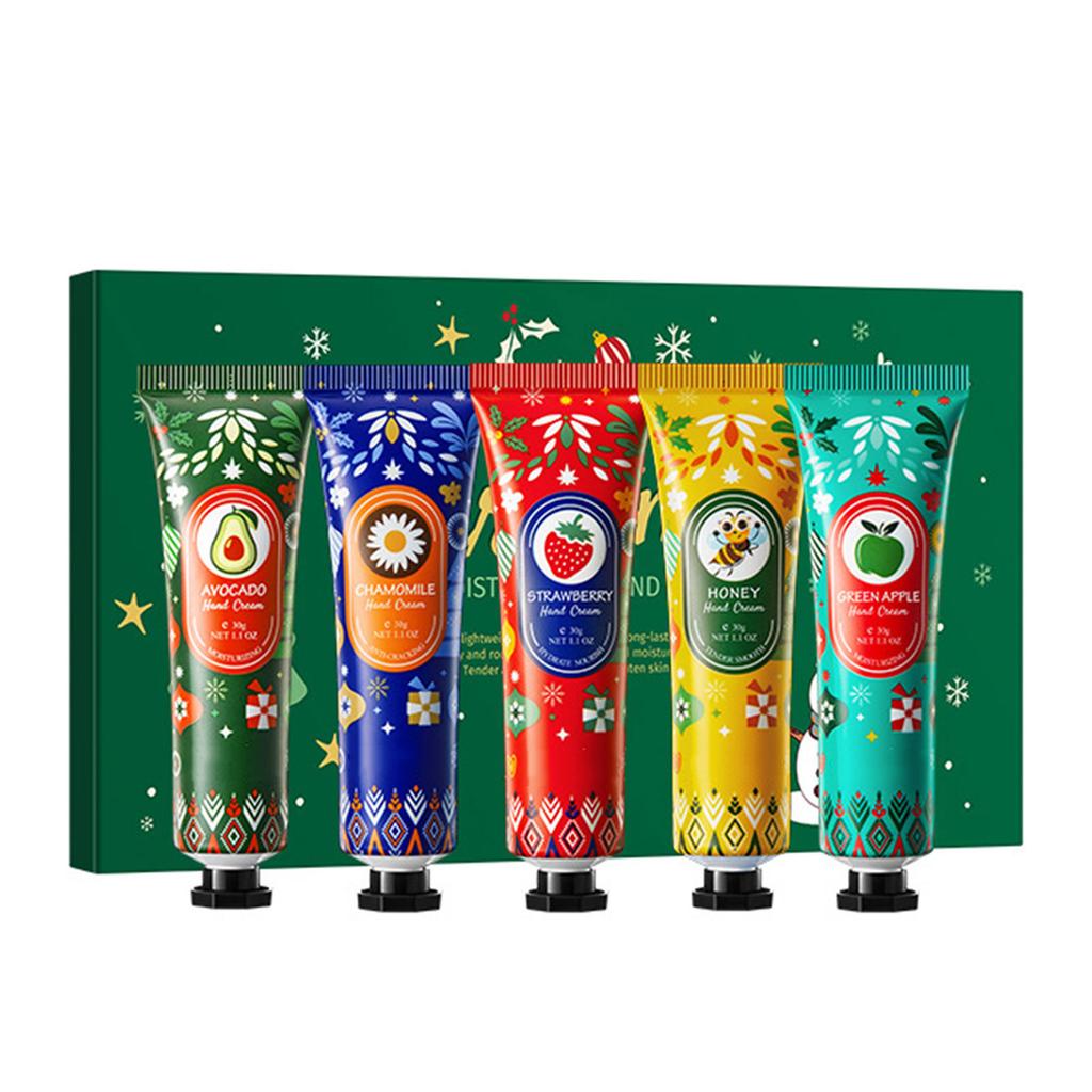 Christmas Hand Cream Gift Set 5Pcs Moisturizing and Nourishing Hand Lotion for Women Holiday Stocking Stuffers Xmas Gifts Festive Hand Care
