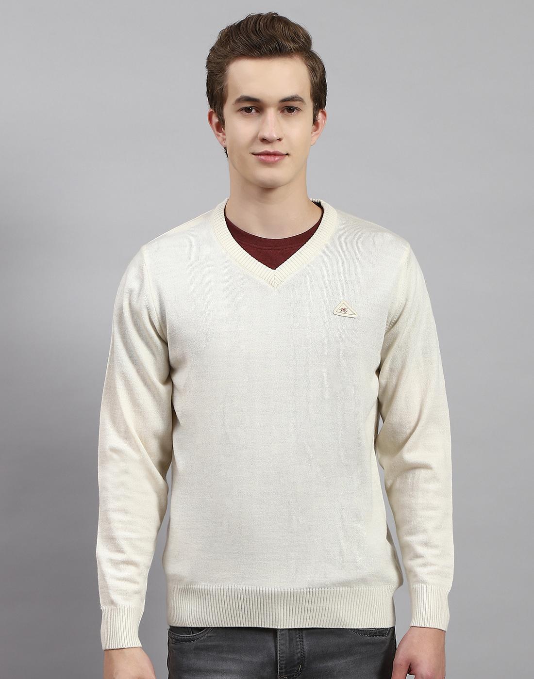 

Monte Carlo Mens Cream Solid V Neck Pullover XL кремовый