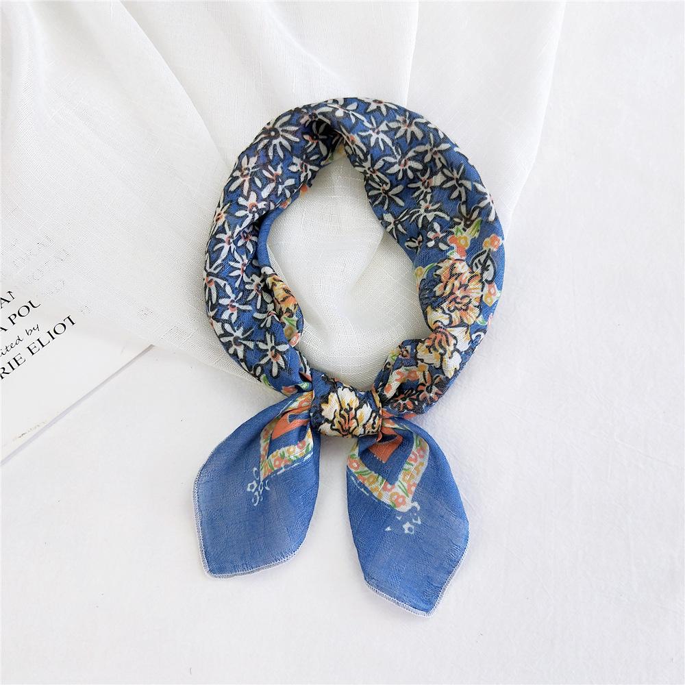 Cotton And Linen Small Square Scarf Silk Scarf Women'S Spring And Autumn New Style Artistic And Versatile Fashionable Temperament Headband Scarf