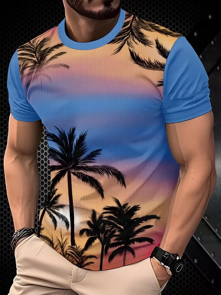 Tropischer Gorilla Wassermelone Grafik Herren T-Shirts Lustiger Tierprint Streetwear Oversized Lässig Sommer T-Shirt Mode Oberteil Kleidung