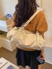 Pink PU Shoulder Bag For Women Trendy Large Capacity Commuter Tote Bags Simple Casual Motorcycle Style Traveling Handbags