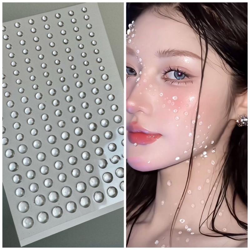 3/4/5/6mm 3D Augen Gesicht Make-up Temporäres Tattoo Selbstklebend Klare Wassertropfen Aufkleber Festival Bühne Körperkunst Dekor