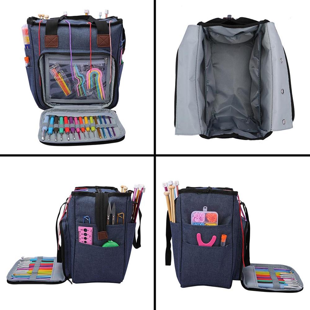 Knitting Bag Large Yarn Storage Organizer Crochet Bags and Totes with Inner Divider Yarn Holder Case for Knitting Needles