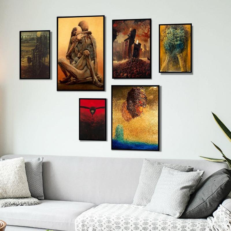 Zdzislaw Beksinski Kunst Anime Plakater Klistrete Hvitpapirklistremerke DIY Rom Bar Kafé Kawaii Rominnredning