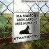 2D Flat, 1pc Funny French Doberman Warning Aluminum Plaque, "N'Essaye Même Pas" Letter Sign, Front Door, Yard & Kennel Decor, Pet Owner Humorous