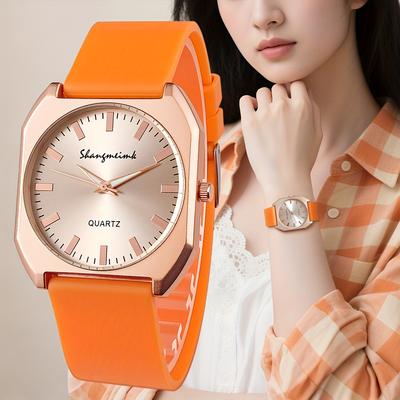 Women's Quartz Watch Casual Silicone Band Unisex Square Wristwatch Clock Gift