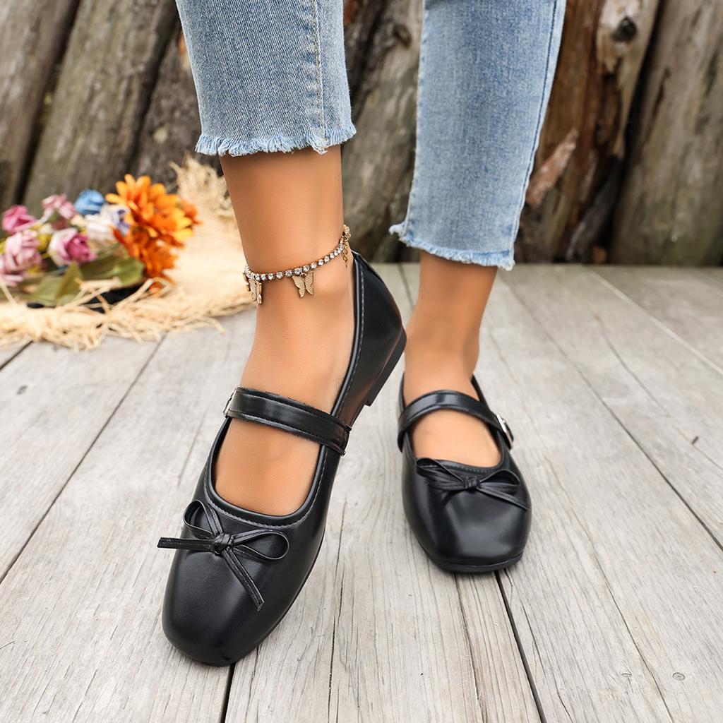 Girls Mary Jane Flats Adjustable Buckle Strap Square Toe Ballet Shoes Lightweight Comfortable Casual Footwear for Daily Wear