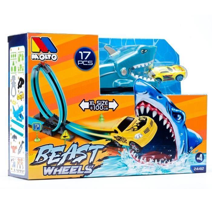 Circuit De Voitures De Course - Moltó - Shark Track - 1 Looping 360 - 1 Voiture À Friction - 6 Accessoires