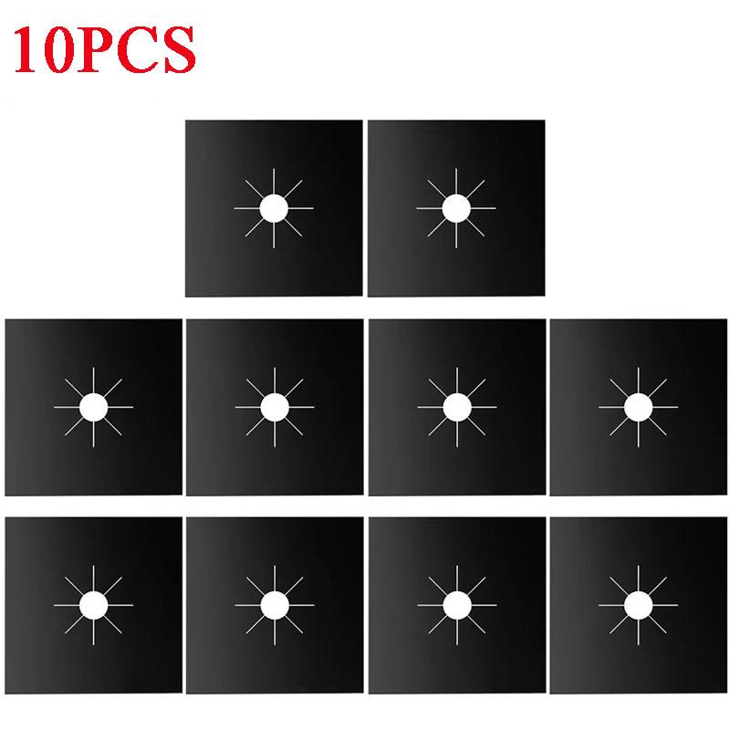 1/4/10/12pcs Stove Burner Covers Reusable Non-Stick Cooking Protectors Heat-Resistant Washable Pads Kitchen Cookware Accessories