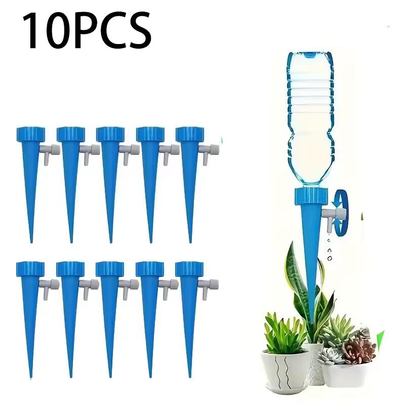 10PCS Self Watering Spikes for Plants, Automatic Drip Irrigation System, Adjustable Slow Release Watering Devices for Vacation & Travel 10PCS синий