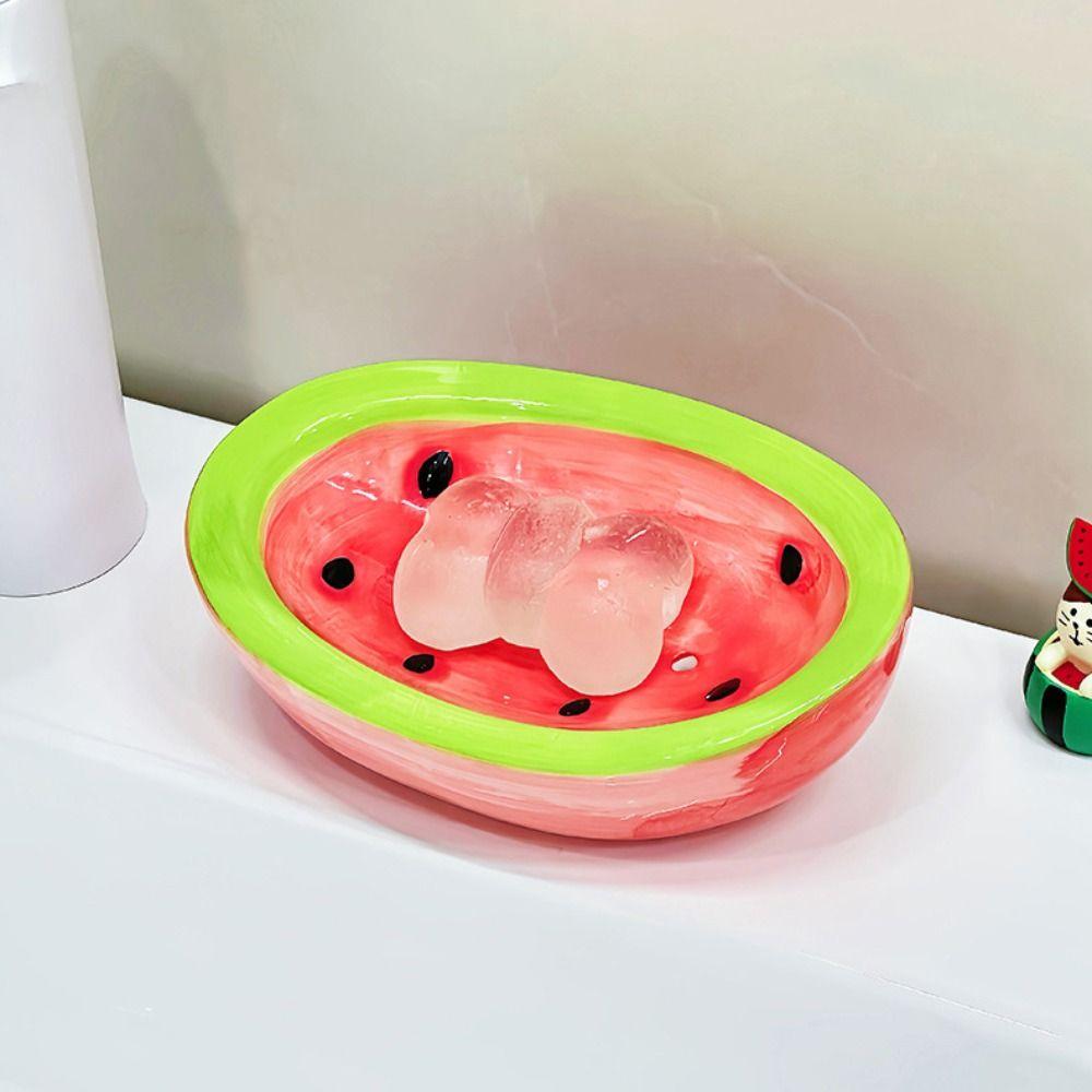 Ceramic Soap Holder Cute Watermelon Soap Dish Tray Container Carrot Soap Box  Shower