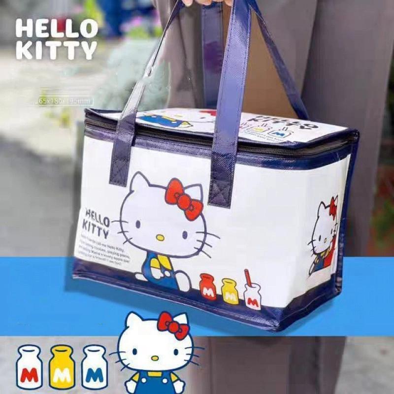 Hello Kitty Foldable Student Insulation Large Capacity Lunch Box Bag Tote Bag Girl Out Portable Picnic Travel Bento Bag