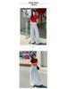 Versatile Retro High-Waisted Patchwork Wide-Leg Jeans for Women - Three Color Options, Loose Casual Straight Floor-Length Design.
