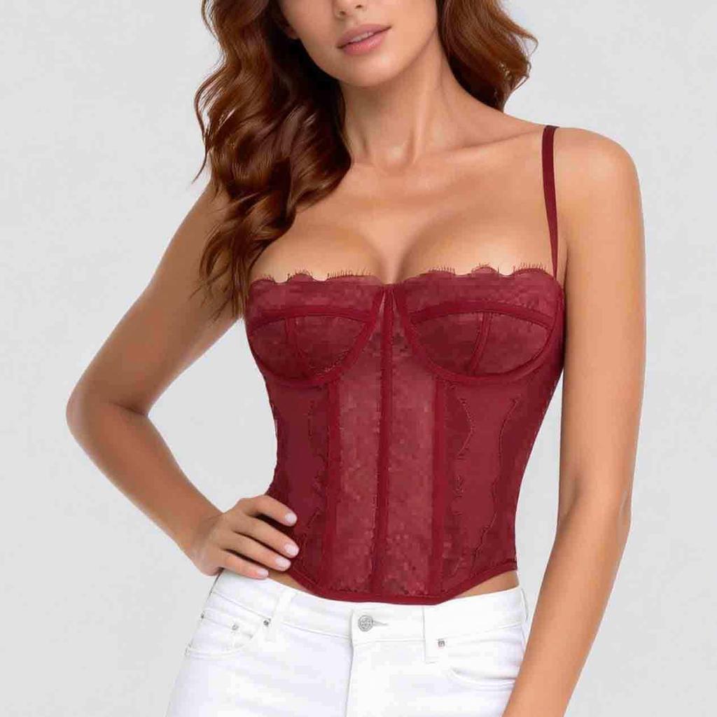 Spicy Lace Push-Up Fishbone Corset Bra Top