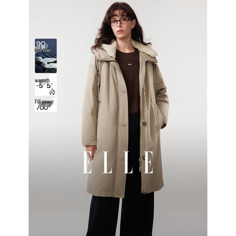 ELLE Women s Mid-Length 90% White Duck Down Puffer Jacket M