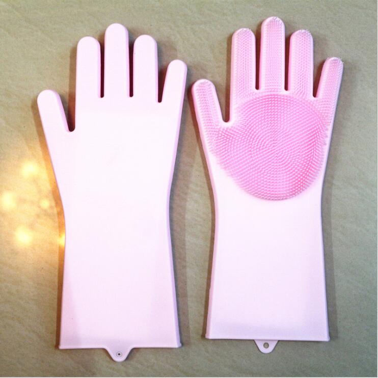 

Силиконовые перчатки для мытья посуды, водонепроницаемые и устойчивые к высоким температурам кухонные многофункциональные перчатки розовый