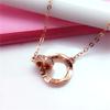 Purple Gold Double Ring Interlocking Necklace Fashion Rose Gold Plated Mobius Collarbone Chain Women
